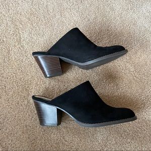 Black slip on mule booties
